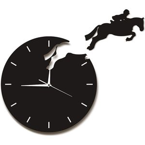 Design klok Paard | Springpaard | Ruiter | Tijd | Wandklok | Cadeau | Kado paarden liefhebber