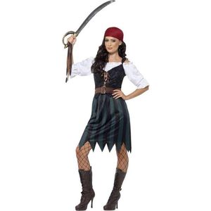 Pirate Deckhand Costume Blue with Shirt Mock Waistcoat Skirt Belt & Bandana