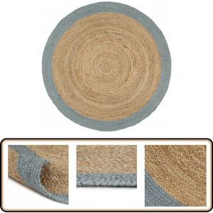vidaXL Vloerkleed Jute - Handgemaakt - 180 cm - Olijfgroen Jute Tapijt - Vloerkleed - Handgemaakt Tapijt - Naturel Tapijt - Rond Tapijt