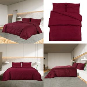 vidaXL Dekbedovertrekset 140x200 cm katoen bordeauxrood - Dekbed - Dekbedden - Dekbedovertrek - Overtrek
