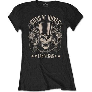 Guns N' Roses - Top Hat, Skull & Pistols Las Vegas Dames T-shirt - L - Zwart