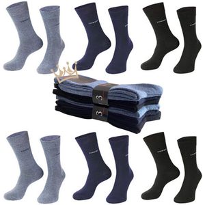 Nakkie's luxe katoenen sokken die niet knellen - 6 paar - Maat 36-38 - Ruime boord - Naadloos - Blauw mix - Cadeau tip - vaderdag kado tip
