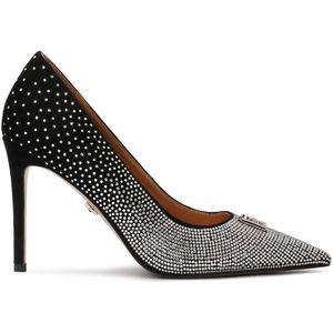 Suede pumps covered with silver crystals