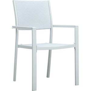 vidaXL Tuinstoel 4 st wit rattan-look kunststof Tuinstoel - Rattan Look - Kunststof Tuinstoel - Buitensteun - Zomerseizoen