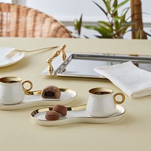 Karaca -Delon- Set van 2 koffiekopset-voor twee personen-Turkse koffie-espresso-wit-gold-porselein-