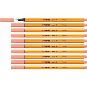 STABILO point 88 - Premium Fineliner - Fine 0,4 mm – Abrikoos oranje– Doos 10 stuks