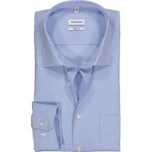 Seidensticker regular fit overhemd - lichtblauw met wit geruit - Strijkvrij - Boordmaat: 43
