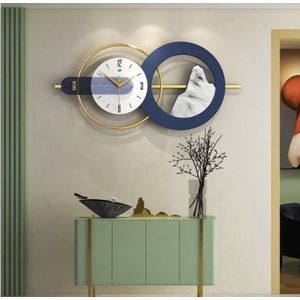 Luxaliving - Moderne Wandklok Goud - Design Wandklok - 72x40CM - Stil uurwerk - Wandklokken - Klokken - Zwart-Goud Muurklok - Wandklok Modern - Metaal