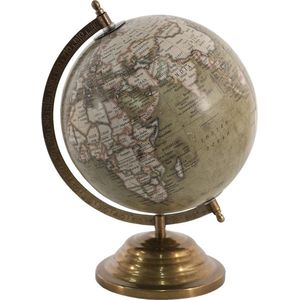 Wereldbol Decoratie 22*22*30 cm Groen Hout, Metaal Globe Aardbol Woonaccessoires