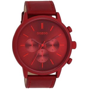 OOZOO Timepieces - Dahlia rood OOZOO horloge met dahlia rood leren band - C11207