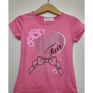 Meisjes T-shirt Happy roze 98/104