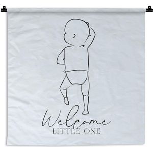 Wandkleed - Wanddoek - Spreuken - Baby - Welcome little one - Quotes - Jongen - 180x180 cm - Wandtapijt