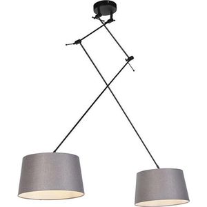 QAZQA blitz - Moderne Hanglamp met kap - 2 lichts - L 750 mm - Grijs - Woonkamer | Slaapkamer | Keuken
