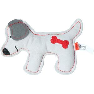 Tiny Doodles Doggy - Doodles Puppy - Hondenspeelgoed - Honden speeltje met piep - Lichtgrijs - 17 cm