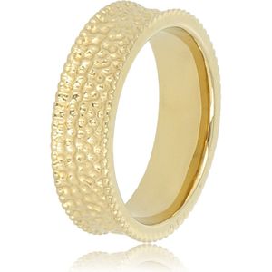 My Bendel Brede goudkleurige ring met structuur - Brede goudkleurige ring met structuur - Met luxe cadeauverpakking