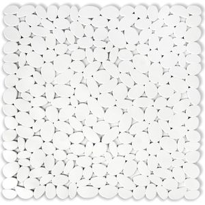 Antislip douchecabine tapijt - rivier patroon - 51 x 51 cm - pvc - wit - Made in Italy