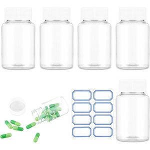 8 stuks doorzichtige lege medicijnorganisatoren - 80 ml - lekbestendige doppen - voor vloeistoffen en poeders