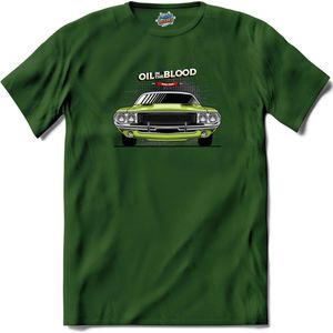 Oil In The Blood | Auto - Cars - Retro - T-Shirt - Unisex - Bottle Groen - Maat XL