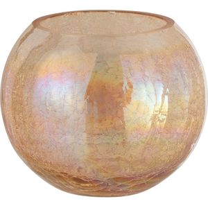 J-Line windlicht Bol Craquele Parel Effect - glas - amber - large