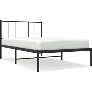 vidaXL - Bedframe - met - hoofdbord - metaal - zwart - 75x190 - cm