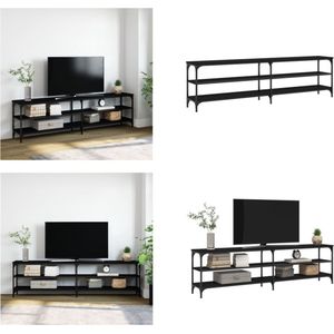 vidaXL Tv-meubel 180x30x50 cm bewerkt hout metaal zwart - Tv Meubel - Tv Meubels - Tv Wandmeubel - Tv Tafel