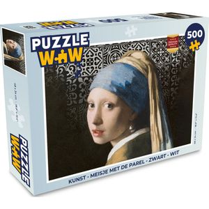 Puzzel Kunst - Meisje met de parel - Zwart - Wit - Legpuzzel - Puzzel 500 stukjes