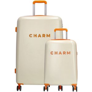 Charm London Capetown Premium Kofferset - ABS - TSA Slot - Travel Set - Suitcase Trolley Set - Beige Multi