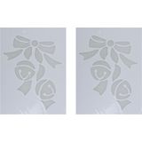 2x Kerst raamsjablonen kerstbelletjes plaatjes 35 cm - Raamdecoratie Kerst - Sneeuwspray sjabloon