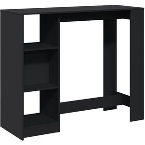 vidaXL Bartafel met schap 124x46x103,5 cm bewerkt hout zwart - Bartafel - Bartafels - Statafel - Statafeltje