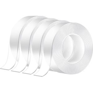 Dubbelzijdig plakband extra sterk voor tapijt - 4 rollen 3M afneembare nano-tape - transparant - wanddecoratie - poster