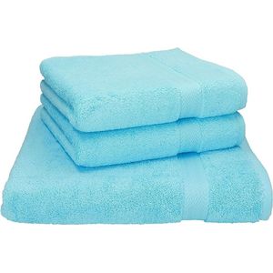 Betz 3-delige strandhanddoek, saunahanddoek, badhanddoek, ligdoek, handdoek, premium badstof, set 1 doek, 70 x 200 cm, 2 doeken 50 x 100 cm, kleur turquoise