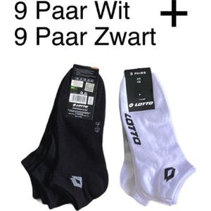 Lotto - 9 paar zwart + 9 paar wit 39-42 LOTTO Sneakersokken