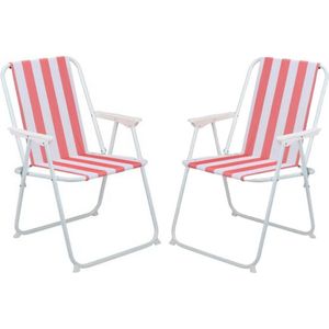 Lifetime Garden Camping/strand stoel - 2x - aluminium - inklapbaar - rood - 51 x 46 x 76 cm - buitenstoelen