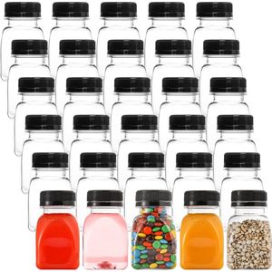 30 stuks 4oz plastic sapflessen lege mini-drankcontainers met deksels voor mini-koelkast, melk, koude drank