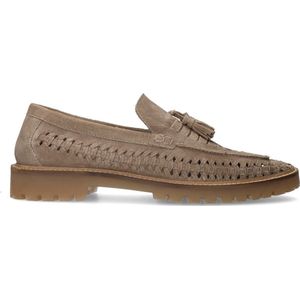 Sacha - Heren - Taupe suède gevlochten loafers - Maat 46