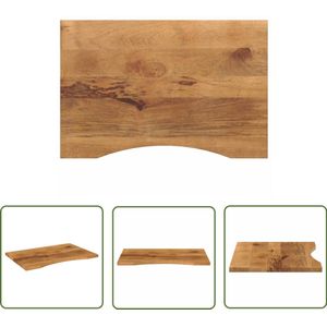 The Living Store Bureaublad met ronding 90x50x2,5 cm massief ruw mangohout - Houten Bureau Blad - Mangohout Tafelblad - Landelijke Stijl Tafel - Vintage Bureau - Rustiek Interieur