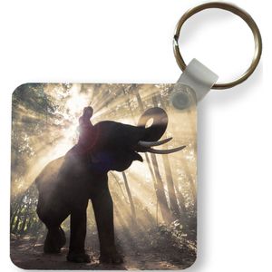 Sleutelhanger - Uitdeelcadeautjes - Olifant met persoon in fel zonlicht - Plastic