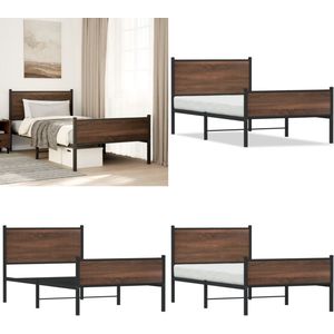 vidaXL Bedframe zonder matras metaal bruin eikenkleurig 100x200 cm - Bedframe - Bedframes - Eenpersoonsbed - Bed
