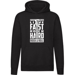 Stay true Rock hard Hoodie | rock and roll | zang | rockmuziek | basgitaar | elektrische gitaar | drums | unisex | trui | sweater | capuchon