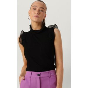 Jansen Amsterdam V309 Top Sleeveless With Ruffle Details Tops & T-shirts Dames - Shirt - Zwart - Maat XL