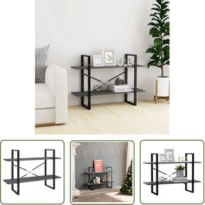 The Living Store Boekenkast met 2 schappen 100x30x70 cm massief grenenhout grijs - Boekenkast - Houten Boekenkast - Industrieel Design - Bibliotheek - Opbergkast