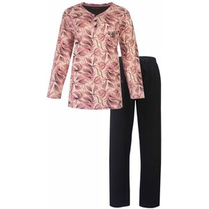 Medaillon Dames Pyjama Lange Mouw Roze. - Maat XXL