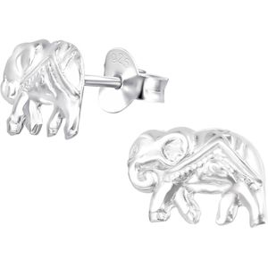 Joy|S - Zilveren olifant oorbellen - 9 x 7 mm - oorknoppen