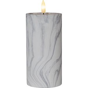 Star Trading Kaars Flame Marble, zuilkaars, marmer design, LED, timer, warm wit, 17,5 cm