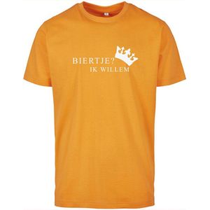 T-shirt Heren Biertje - Maat XL - Oranje - Wit - Heren shirt korte mouw met tekst