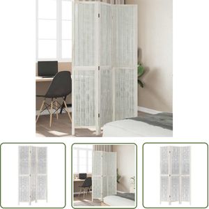 The Living Store Kamerscherm met 3 panelen massief paulowniahout wit - Kamerscherm - Privacy Scherm - Scheiding Wand - Kamerdivider - Paulownia Hout