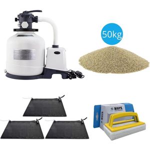 Intex - 3x Zwembad verwarming & Zandfilterpomp 3500 L/u & Filterzand 50 kg & WAYS Scrubborstel