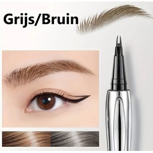 2-Punts 3D Waterdichte Wenkbrauwpotlood I Zweetbestendig I 0.01 MM 2 Split Heads I Zweetbestendig I Voor Alle Huidtypen I Grijs Bruin