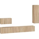 vidaXL - 4-delige - Tv-meubelset - bewerkt - hout - sonoma - eikenkleurig