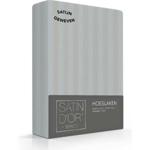 Satin d'Or Hoeslaken - Satijn - (hoekhoogte 25 cm ) Silver - B 180 x L 200 cm - Lits-jumeaux Hotelkwaliteit - Geschikt voor Standaard Matras - 01933-B 180 x L 200 cm